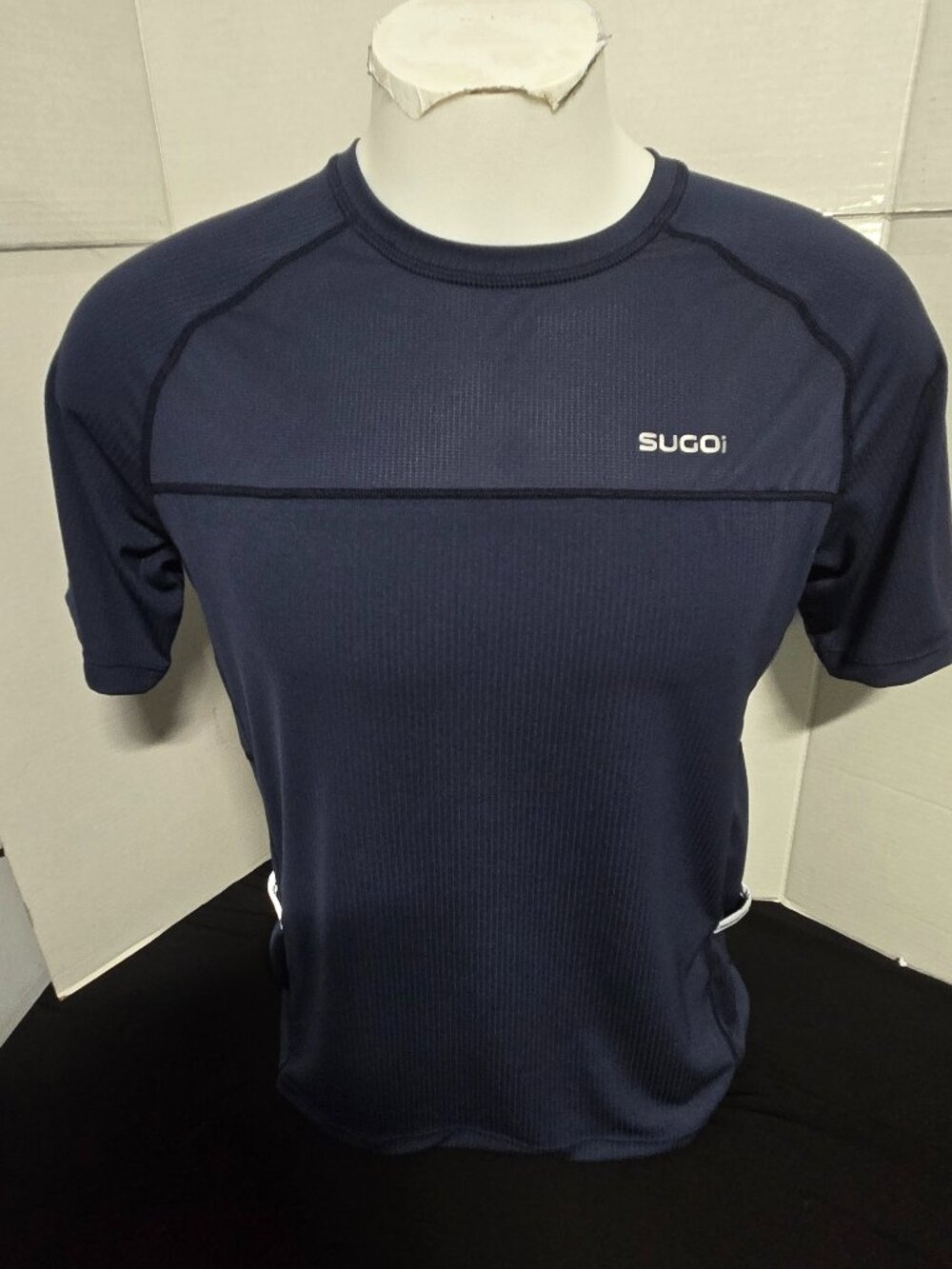 Sugoi Performance Running Training Shirt Men's Medium Navy Blue Reflective Athle